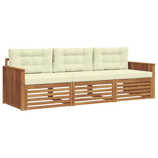 vidaXL Āra dīvānu komplekts ar spilvenu 3 pcs Dabisks un krējuma