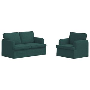 vidaXL Dīvānu komplekts 2 pcs Tum&scaron;i zaļ&scaron; 144 x 80 x 85 cm audums