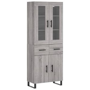 vidaXL augstais skapis, pelēks, 69,5x34x180 cm, inženierijas koks