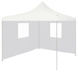 vidaXL saliekama nojume ar 2 sienām, balta, 3x3 m, tērauds