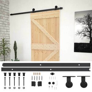 vidaXL Slīdo&scaron;ās durvis 90 x 210 cm Priedes masīvkoks Dabiska un melna