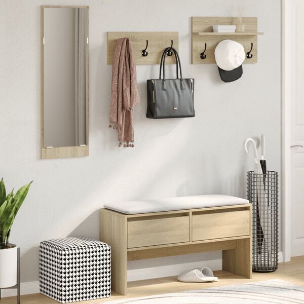 vidaXL 4-daļīgs koridora mēbeļu komplekts, ozolkoka krāsa, koks