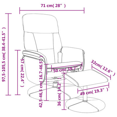 vidaXL masāžas krēsls ar kāju balstu, atgāžams, tumši pelēks samts