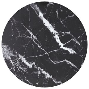 vidaXL galda virsma, melna, &Oslash;30x0,8 cm, stikls ar marmora dizainu