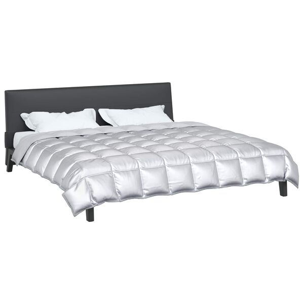 vidaXL Ziemas gultas sega Sudraba 200 x 220 cm Satīns un mikro&scaron;ķiedra
