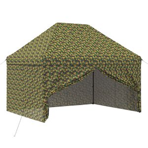 vidaXL Nojume telts ar 4 sānām 2,95 x 4,1 m Armijas maskē&scaron;anās