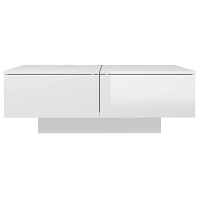 vidaXL kafijas galdiņš, spīdīgi balts, 90x60x31 cm, skaidu plāksne