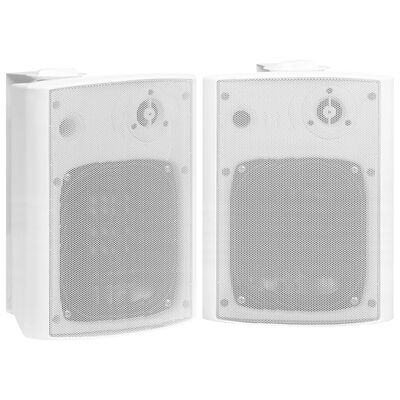 vidaXL stereo skaļruņi, 2 gab., stiprināmi pie sienas, balti, 120 W