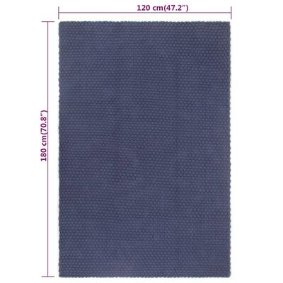 vidaXL paklājs, taisnstūra, tumši zils, 120x180 cm, kokvilna