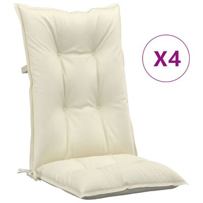 vidaXL dārza krēslu spilveni, 4 gab., krēmkrāsas, 120x50x7 cm, audums