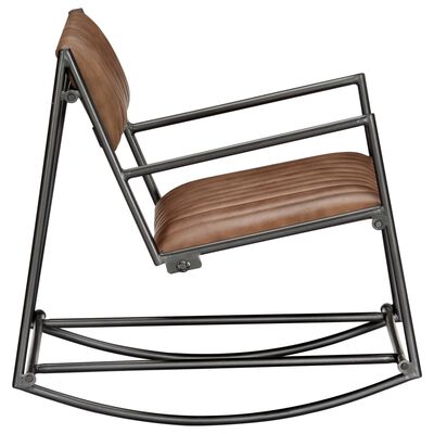 vidaXL šūpuļkrēsls, gaiši brūna dabīgā āda