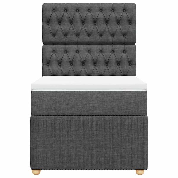 vidaXL atsperu gulta ar matraci, tum&scaron;i pelēka, 90x200 cm, audums