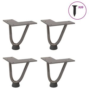 vidaXL kafijas galdiņa matadatas kājas, 4 gab., dabīgs tērauds, 10 cm, masīvs tērauds