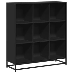 vidaXL grāmatplaukts melns 97,5x33x107,5 cm inženierijas koks&metāls
