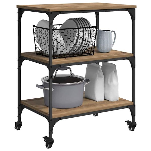 vidaXL Virtuves ratiņ&scaron; Artisānā ozols 60 x 41 x 76 cm