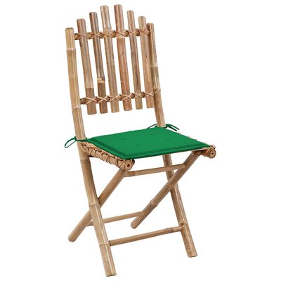 vidaXL saliekami dārza krēsli ar matračiem, 2 gab., bambuss