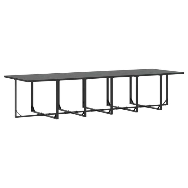 vidaXL Dārza ēdamgalds 17 pcs Melna Tērauds