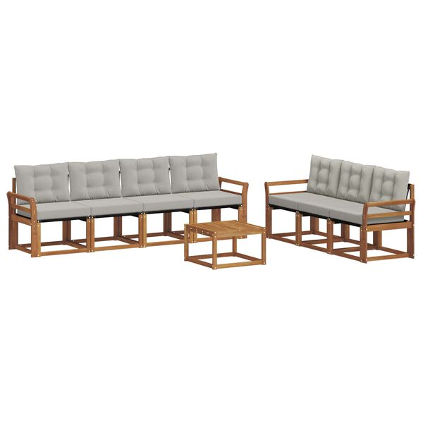 vidaXL Āra dīvānu komplekts ar spilvenu 8 pcs Dabīgs un gai&scaron;i pelēks