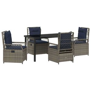 vidaXL Dārza ēdamgalds 5 pcs Pelēka poliratāns