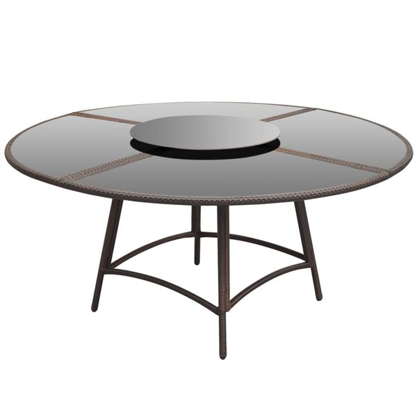 vidaXL 7-daļīgs dārza mēbeļu komplekts ar matračiem, PE pinums, brūns