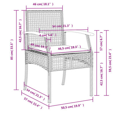 vidaXL 4-daļīgs dārza mēbeļu komplekts, matrači, bēša PE rotangpalma