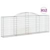 vidaXL arkveida gabiona grozi, 12gb., 300x30x100/120cm, cinkota dzelzs