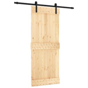 vidaXL Slīdo&scaron;ās durvis Dabiska un melna 85 x 210 cm Cieta priedes koks