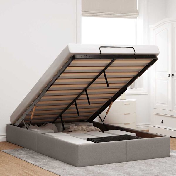 vidaXL Osmaņu gultas rāmis bez matrača pelēkbrūns 120x200 cm audums