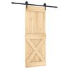 vidaXL Slīdo&scaron;ās durvis Dabiska un melna 80 x 210 cm Cieta priedes koks