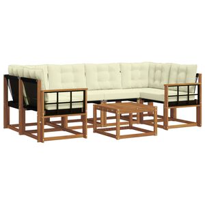 vidaXL Āra dīvānu komplekts ar spilvenu 7 pcs Dabisks un krējuma