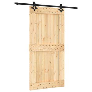 vidaXL Slīdo&scaron;ās durvis 100 x 210 cm Cieta priedes koks (neapstrādāts)