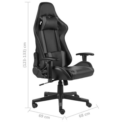 vidaXL datorspēļu krēsls, grozāms, pelēks, PVC