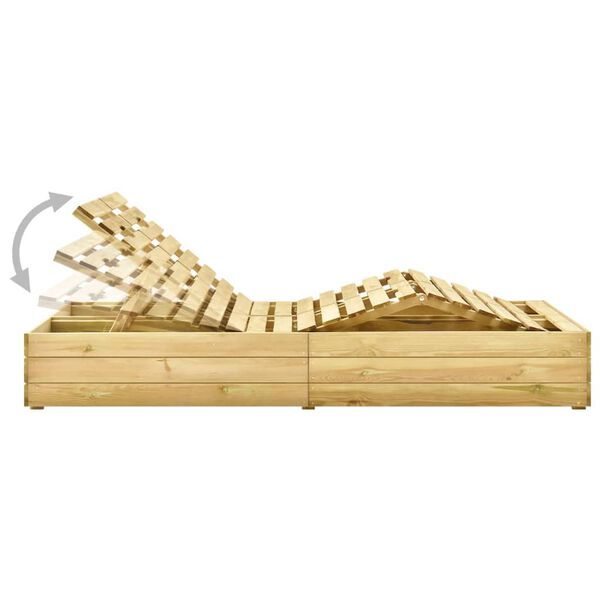 vidaXL divvietīgs sauļo&scaron;anās zvilnis, pelēkbrūni matrači, priede