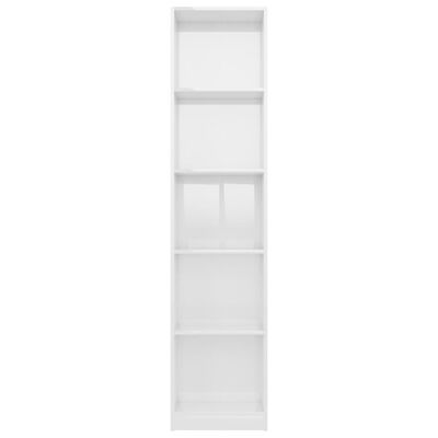 vidaXL 5-līmeņu grāmatu plaukts, balts, 40x24x175 cm, skaidu plāksne