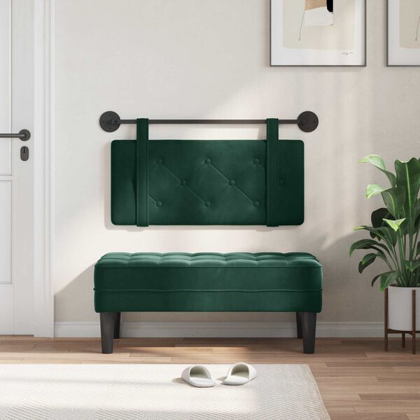 vidaXL Karājo&scaron;s galvgalis Tum&scaron;i zaļ&scaron; 90 x 55 x 5 cm Samts