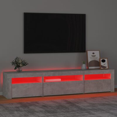 vidaXL TV skapītis ar LED apgaismojumu, betona pelēks, 195x35x40 cm