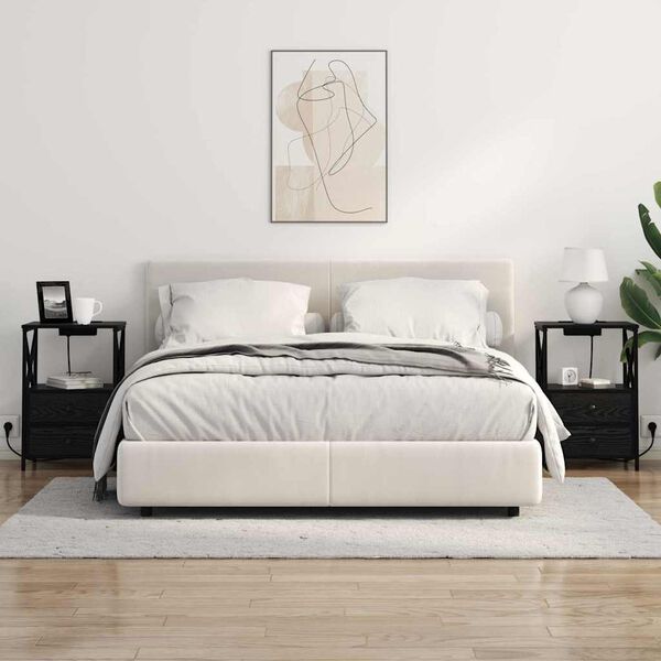 vidaXL Nakts skapītis Melns ozolkoks 40 x 31 x 60 cm Inženierijas koks