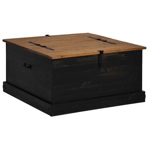 vidaXL Uzglabā&scaron;anas lāde HALDEN Melna 91x91x47 cm Priedes masīvkoka