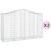 vidaXL arkveida gabiona grozi, 2 gb., 200x50x120/140cm, cinkota dzelzs