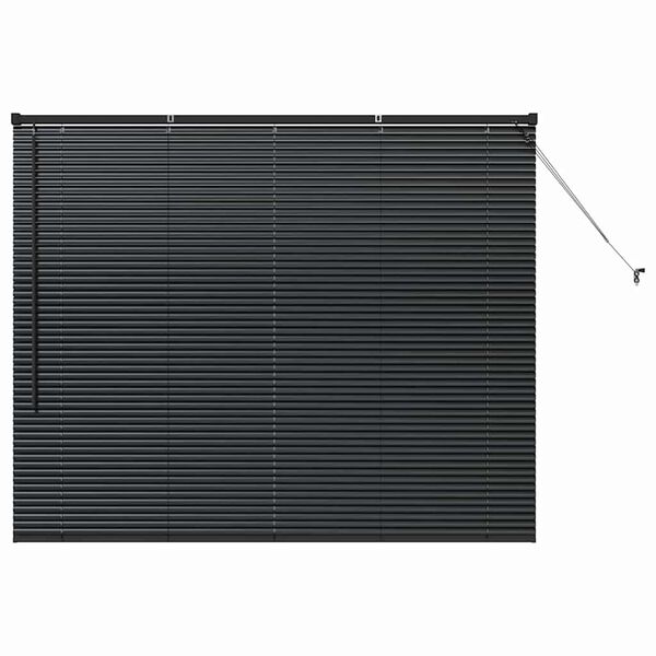 vidaXL Venēcijas žalūzijas ar aizkariem Melna 130 x 160 cm Alumīnijs