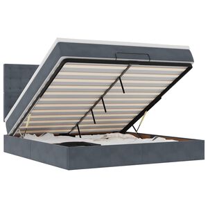 vidaXL Osmaņu gultas rāmis ar matračiem tum&scaron;i pelēks 180x200cm audums