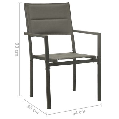 vidaXL dārza krēsli, 2 gab., antracītpelēks tērauds, pelēks tekstilēns