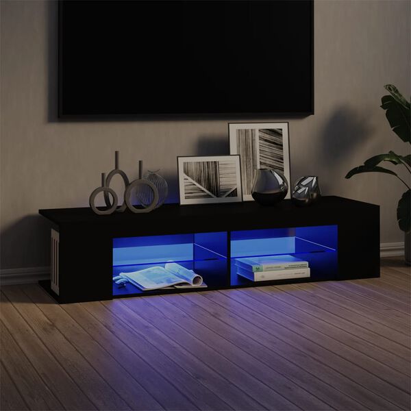 vidaXL TV plaukts ar LED lampiņām, 135x39x30 cm, melns