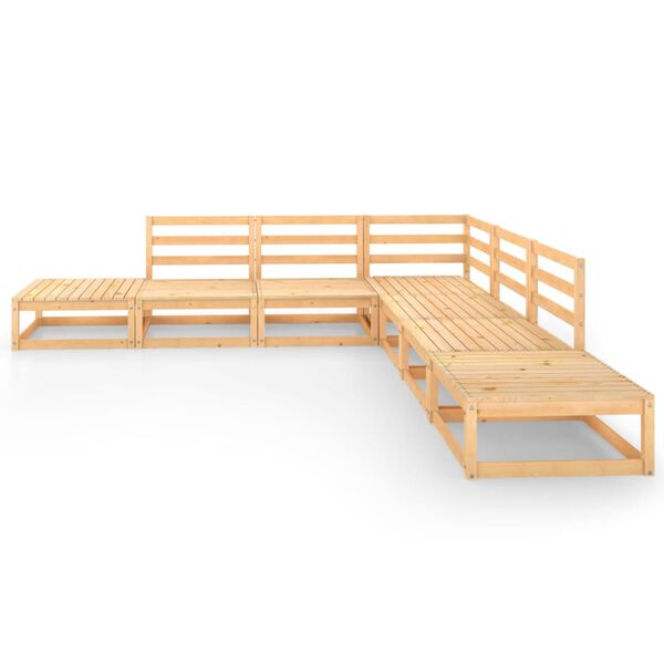 vidaXL 7-daļīgs dārza atpūtas mēbeļu komplekts, priedes masīvkoks