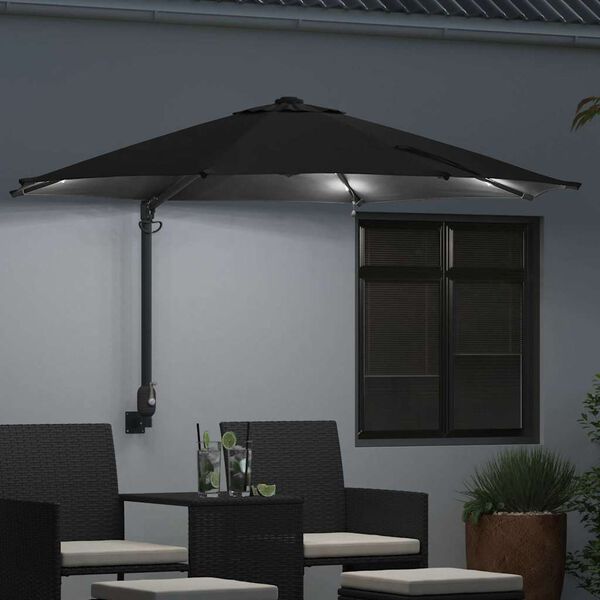 vidaXL Dārza parasols Melna 248 x 248 x 148 cm Poliesters un tērauds
