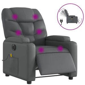 vidaXL elektrisks masāžas krēsls, atgāžams, pelēka mākslīgā āda