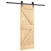 vidaXL Slīdo&scaron;ās durvis Dabiska un melna 70 x 210 cm Cieta priedes koks