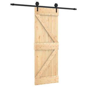 vidaXL Slīdo&scaron;ās durvis Dabiska un melna 70 x 210 cm Cieta priedes koks