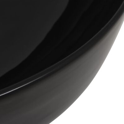 vidaXL izlietne, 41,5x13,5 cm, apaļa, melna keramika