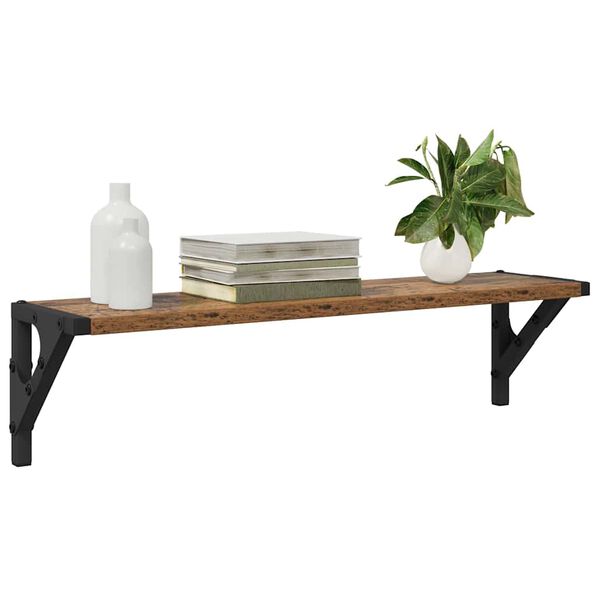 vidaXL Sienas plaukti ar plauktu 2 pcs Vecs koks 60 x 15 x 15,5 cm